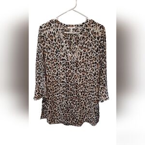 Maurices Blouse Medium Animal Print Bell Sleeve Polyester Lightweight Spring